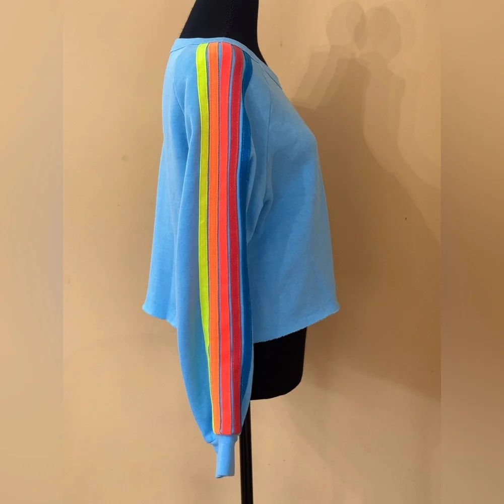 NWT AVIATOR NATION CREWNECK SWEATSHIRT NEON BOLT 5 STRIPES - Picture 9 of 14